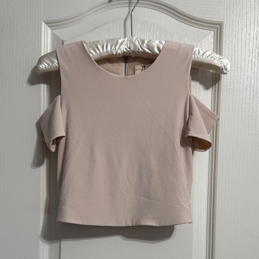 Alice + Olivia Air Vicki Cold Shoulder Top Pale Nude Minimalist Capsule Glam - Picture 3 of 8